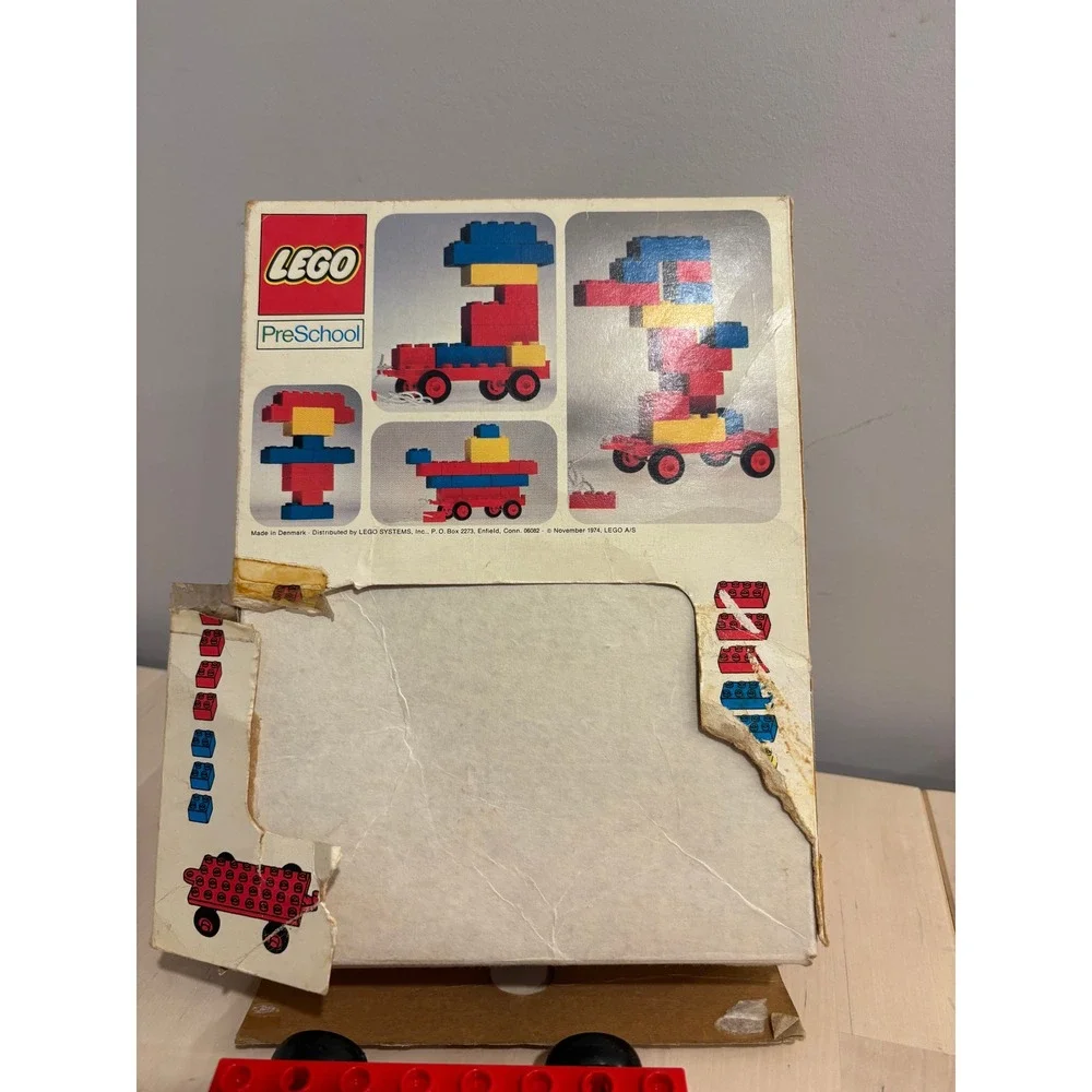 Vintage 1974 LEGO PreSchool Set 075 Pull Toy Wagon 16 Pieces Original Box